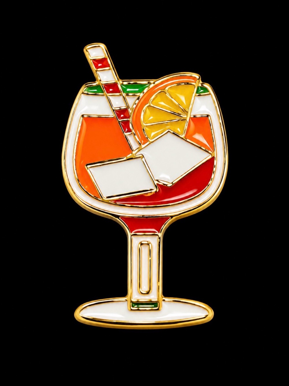 Cocktail Glass Enamel Pin - Orange, Yellow, White